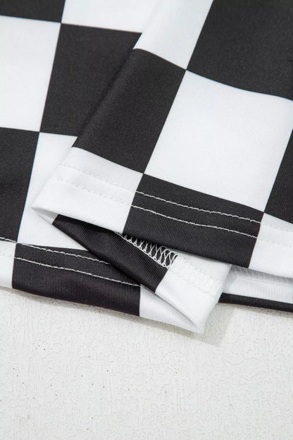Checkerboard Printed Slim Tank Top