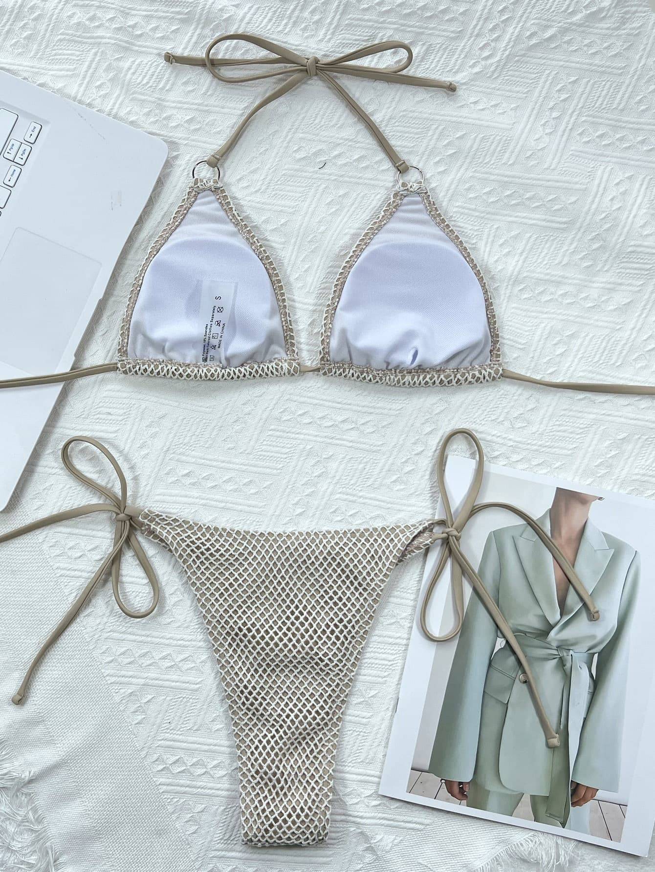 Inside view of halter neck tie back bikini set