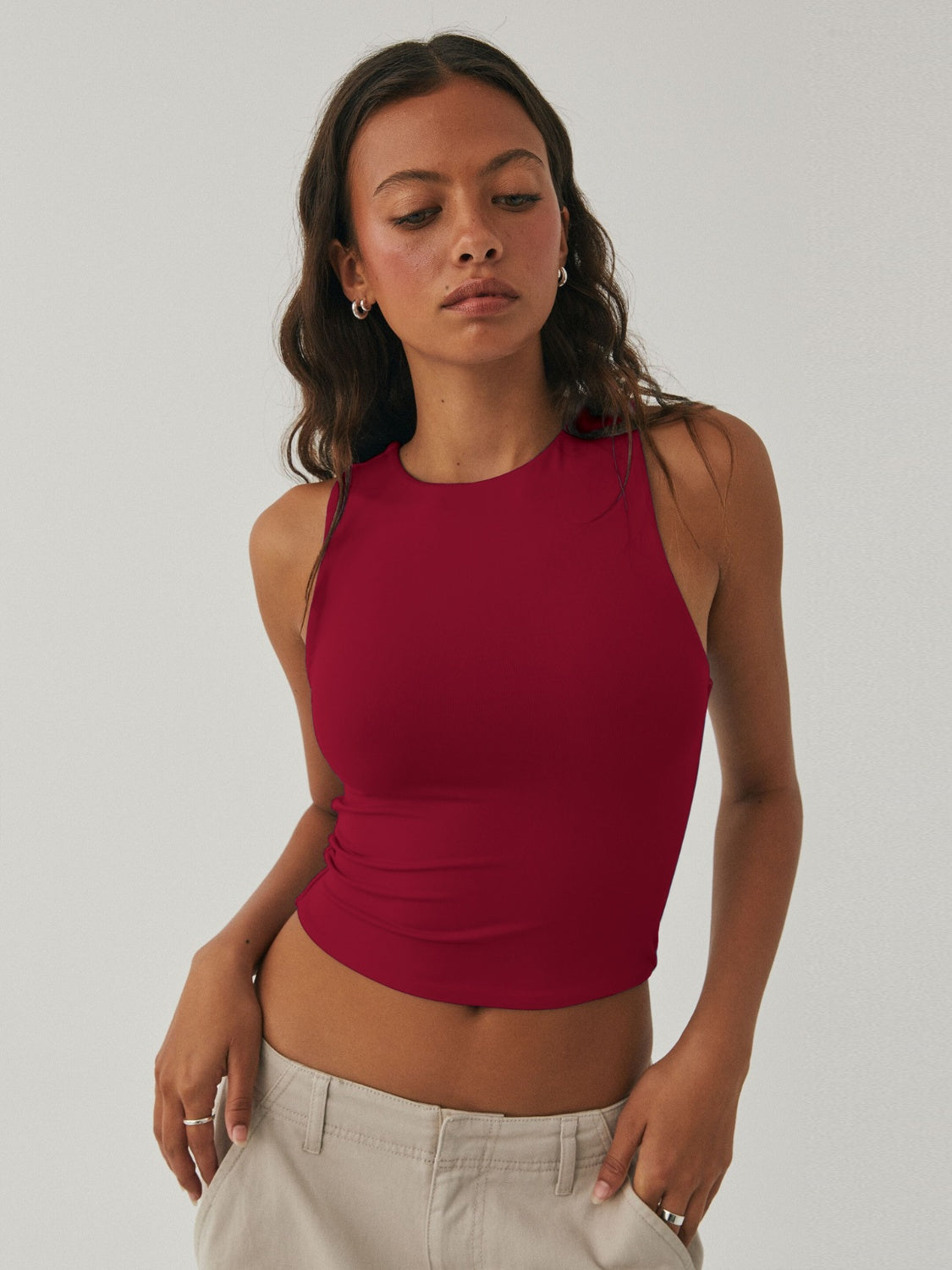 Round Neck Cropped Tank