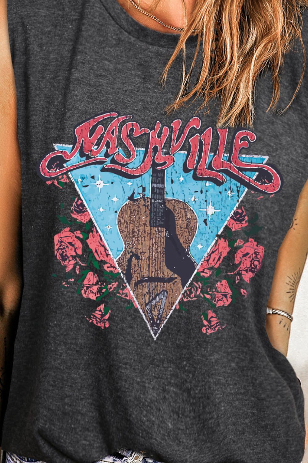 NASHVILLE Graphic Round Neck Tank