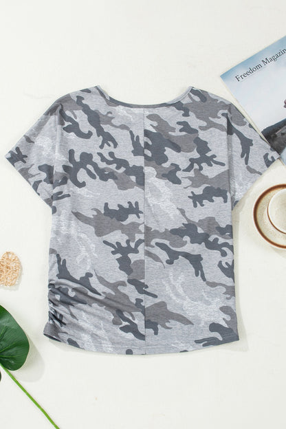 Camouflage Retro American Flag Printed Tee
