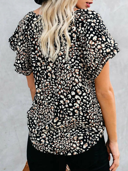 Full Size Floral Print V-Neck Shirt Plus Size