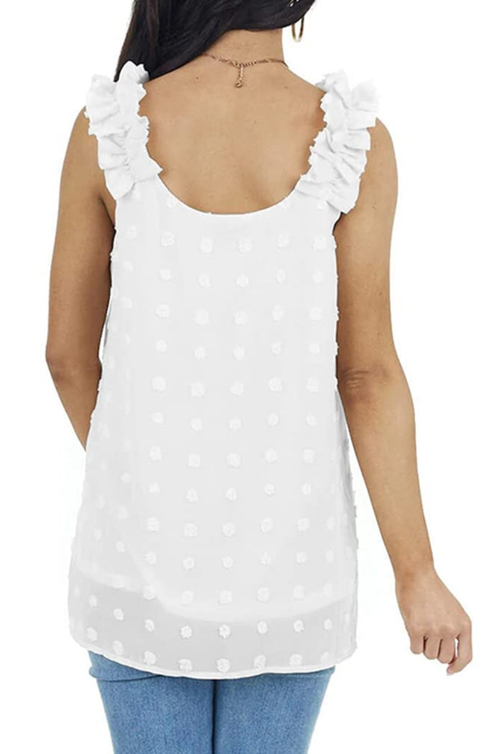 Full Size Swiss Dot V-Neck Tank