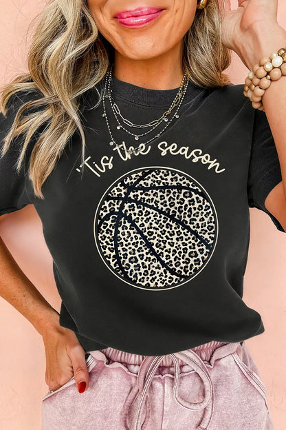 Leopard Basketball Graphic Crew Neck Tee