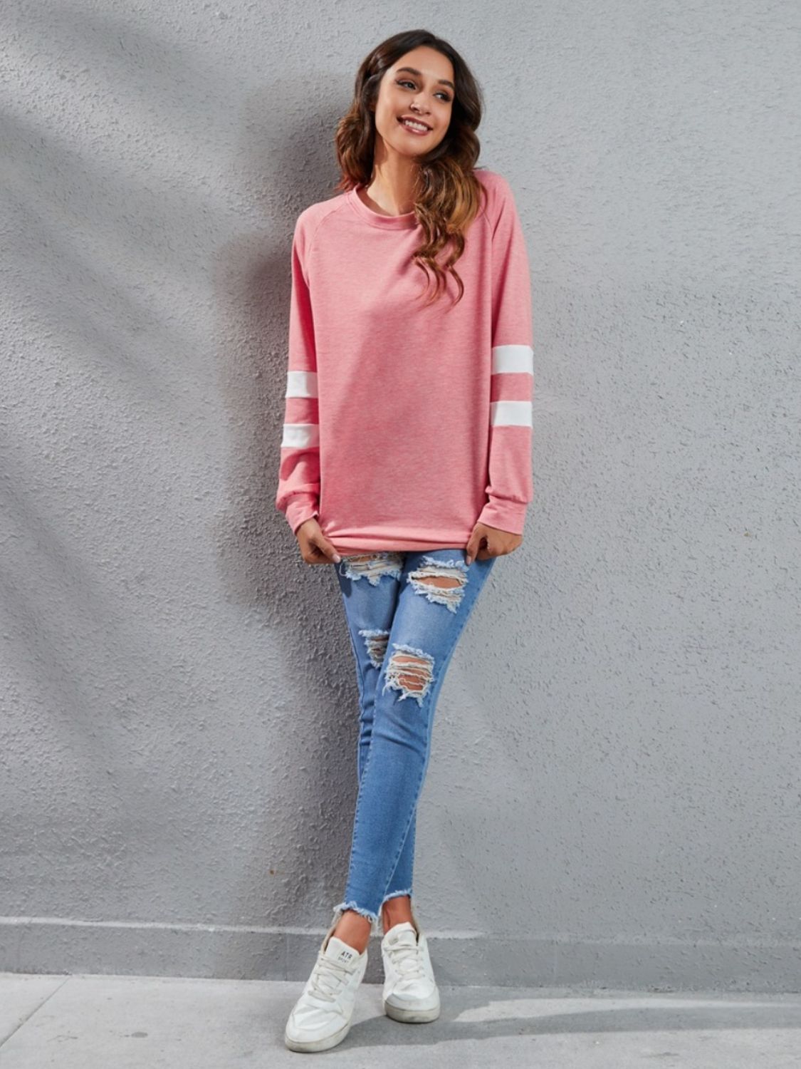 Full Size Striped Round Neck Long Sleeve T-Shirt