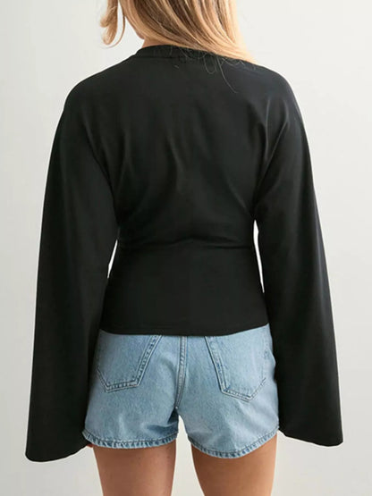 Full Size Long Sleeve Fitted T-Shirt Plus Size