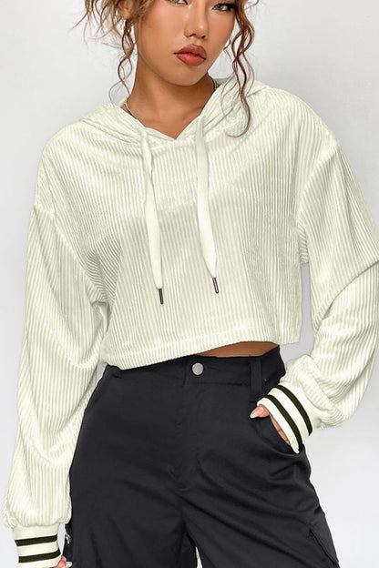 Drawstring Drop Shoulder Long Sleeve Hoodie