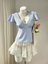 Lace Trim V-Neck Blouse