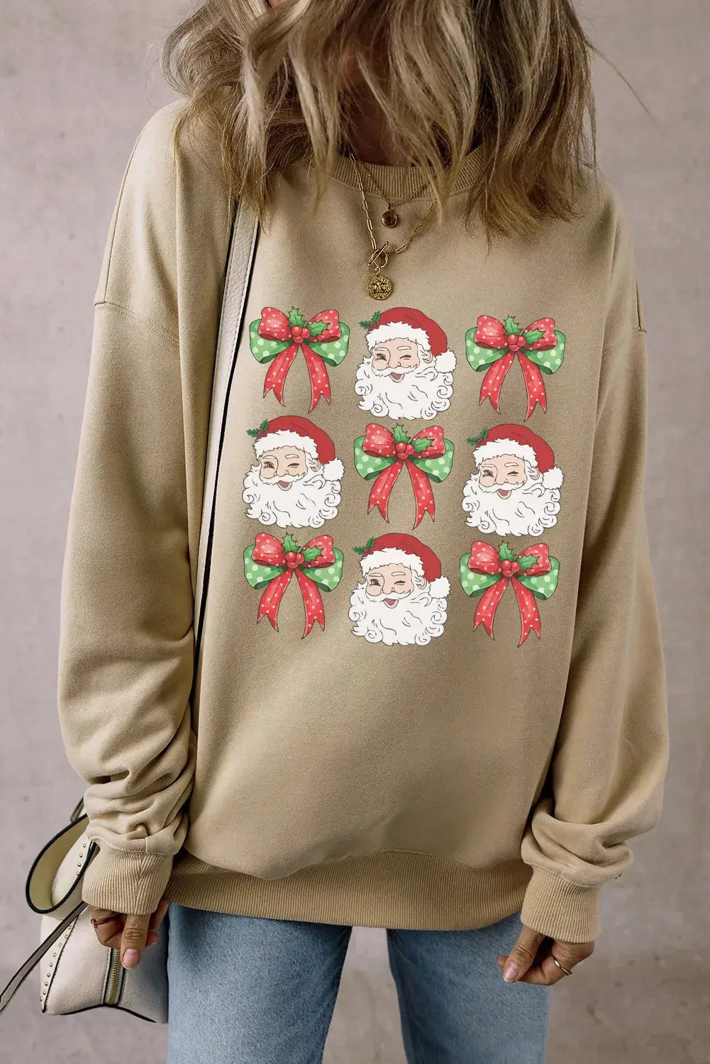 Santa graphic round neck sweatshirt front view