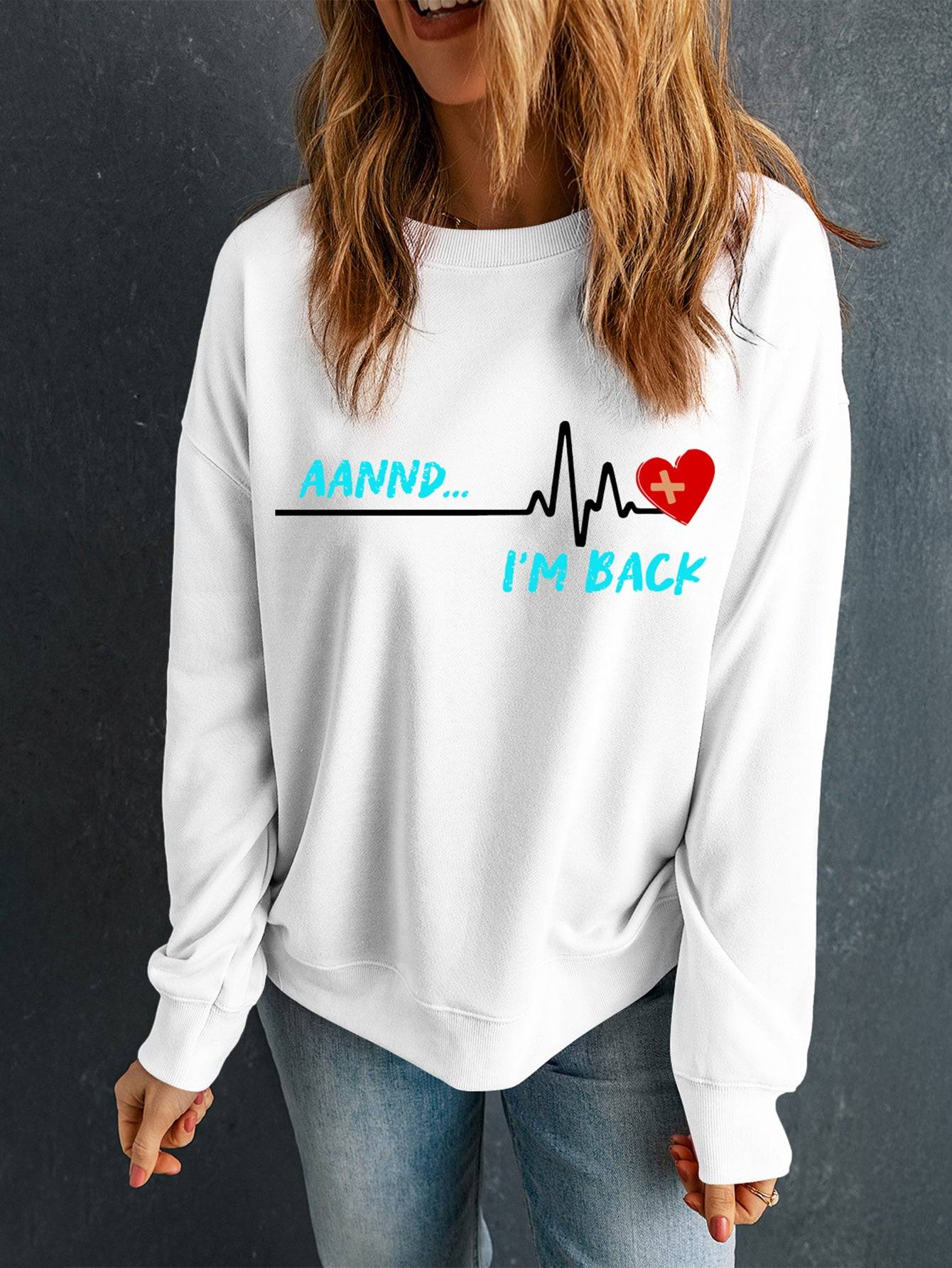 Graphic sweatshirt with heartbeat and text design