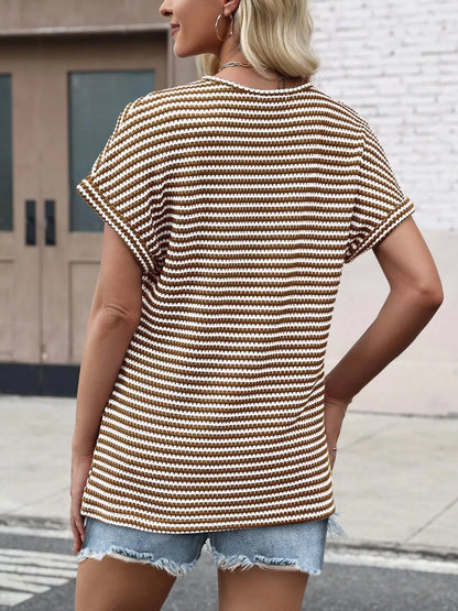 Striped V-Neck Relaxed Fit T-Shirt