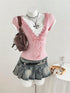 Frill Cap Sleeve Slim Fit T-Shirt