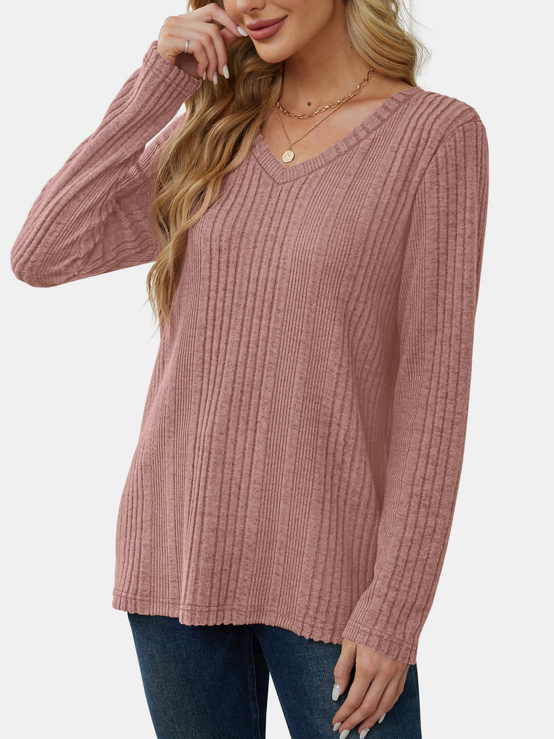 V-Neck Long Sleeve T-Shirt