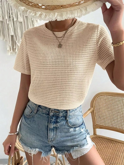 Waffle Knit Short Sleeve T-Shirt