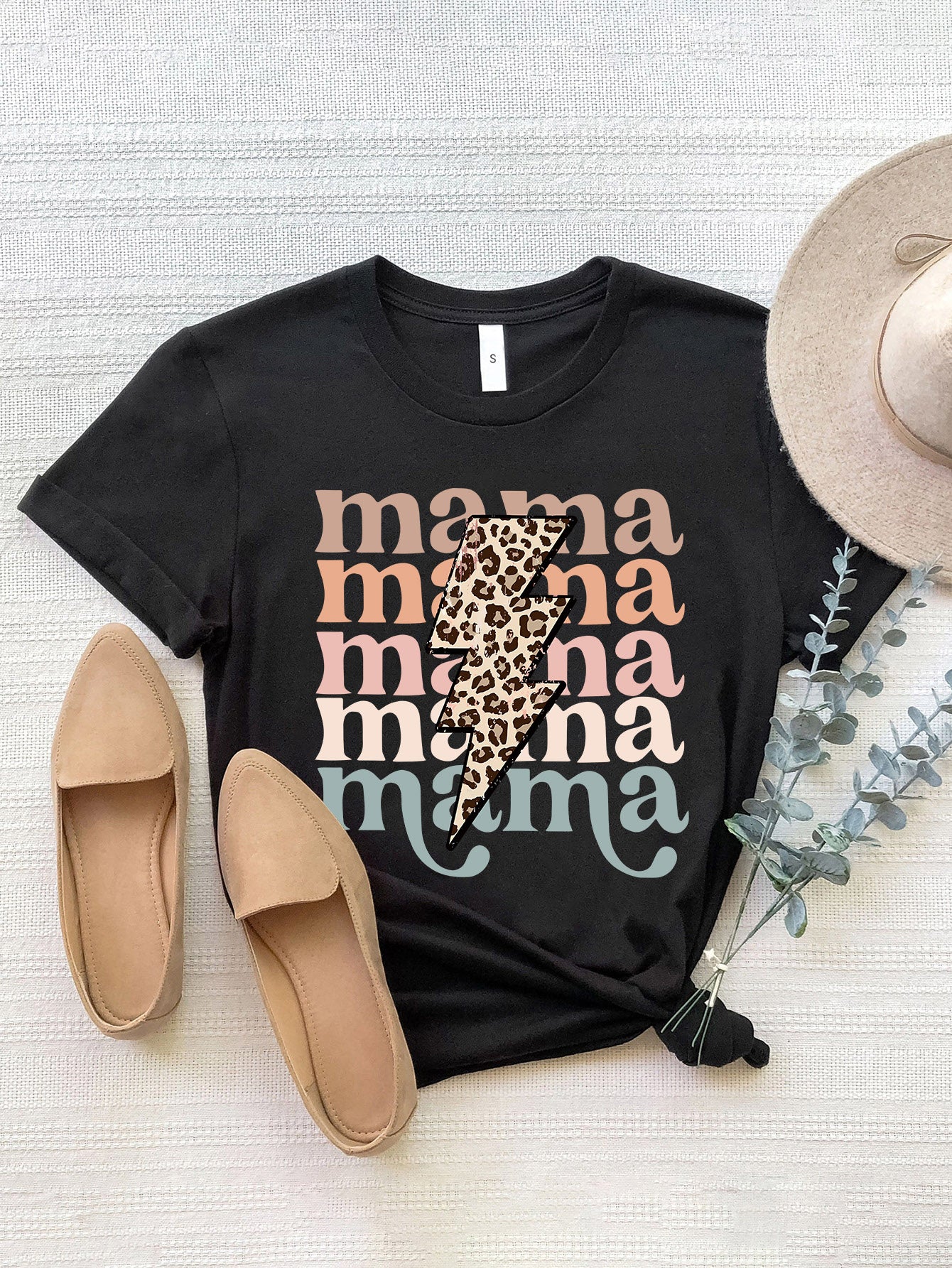 MAMA Round Neck Short Sleeve T-Shirt