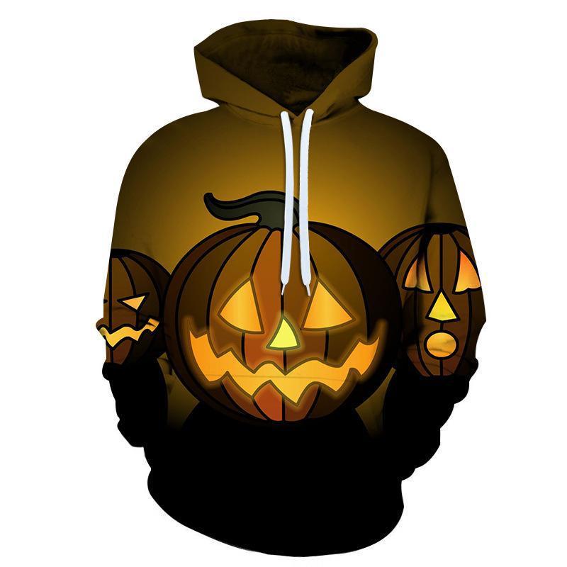 Sweat à capuche avec impression numérique 3D citrouille Halloween 