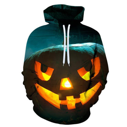 Sweat à capuche avec impression numérique 3D citrouille Halloween 