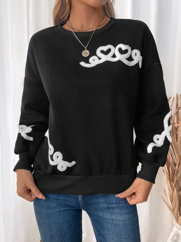 New Casual Round Neck Towel Embroidery Sweatshirt