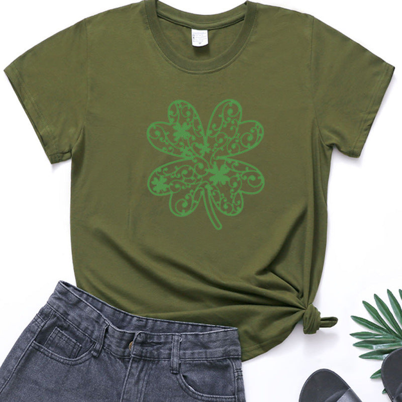 Damen T-Shirt mit Kleeblatt-Motiv, kurzärmelig, St. Patrick&