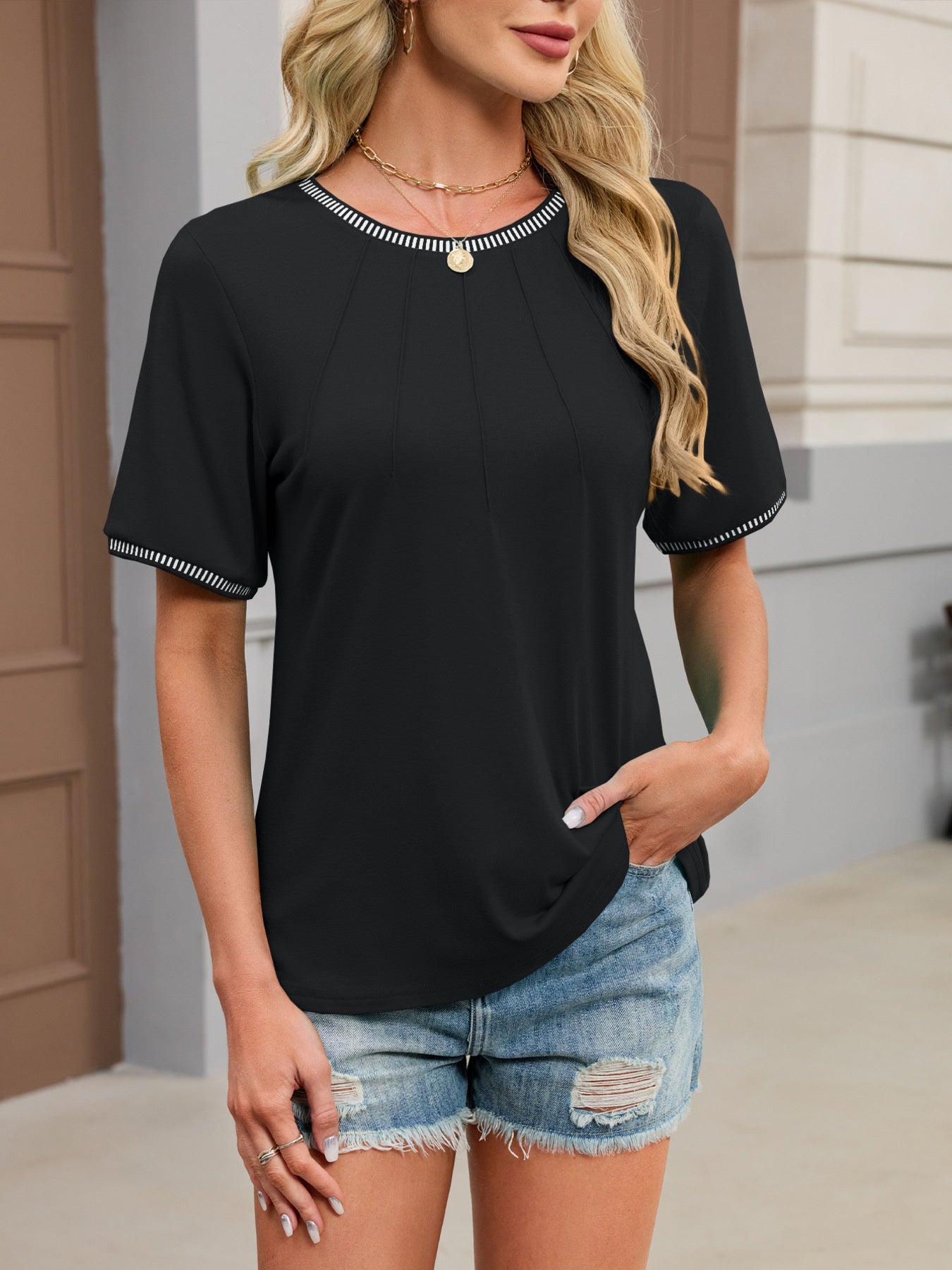 Contrast Trim Short Sleeve T-Shirt