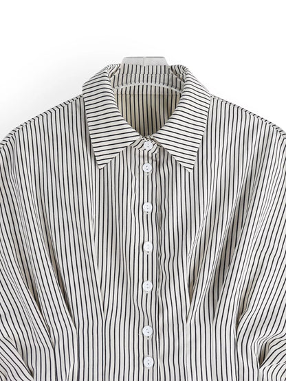 Striped Cinched Waist Shirt