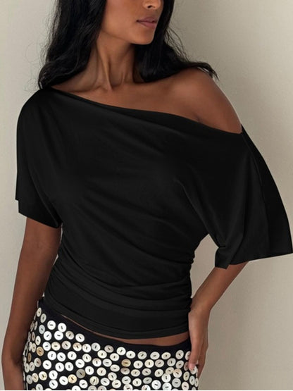 One Shoulder Short Sleeve T-Shirt