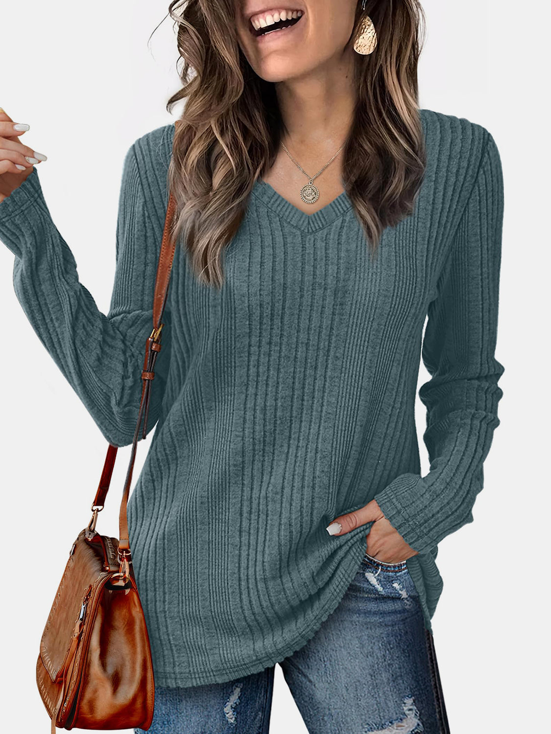 V-Neck Long Sleeve T-Shirt