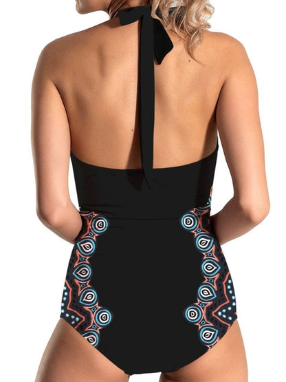 FAM-FAM halter neck one-piece swimwear back view