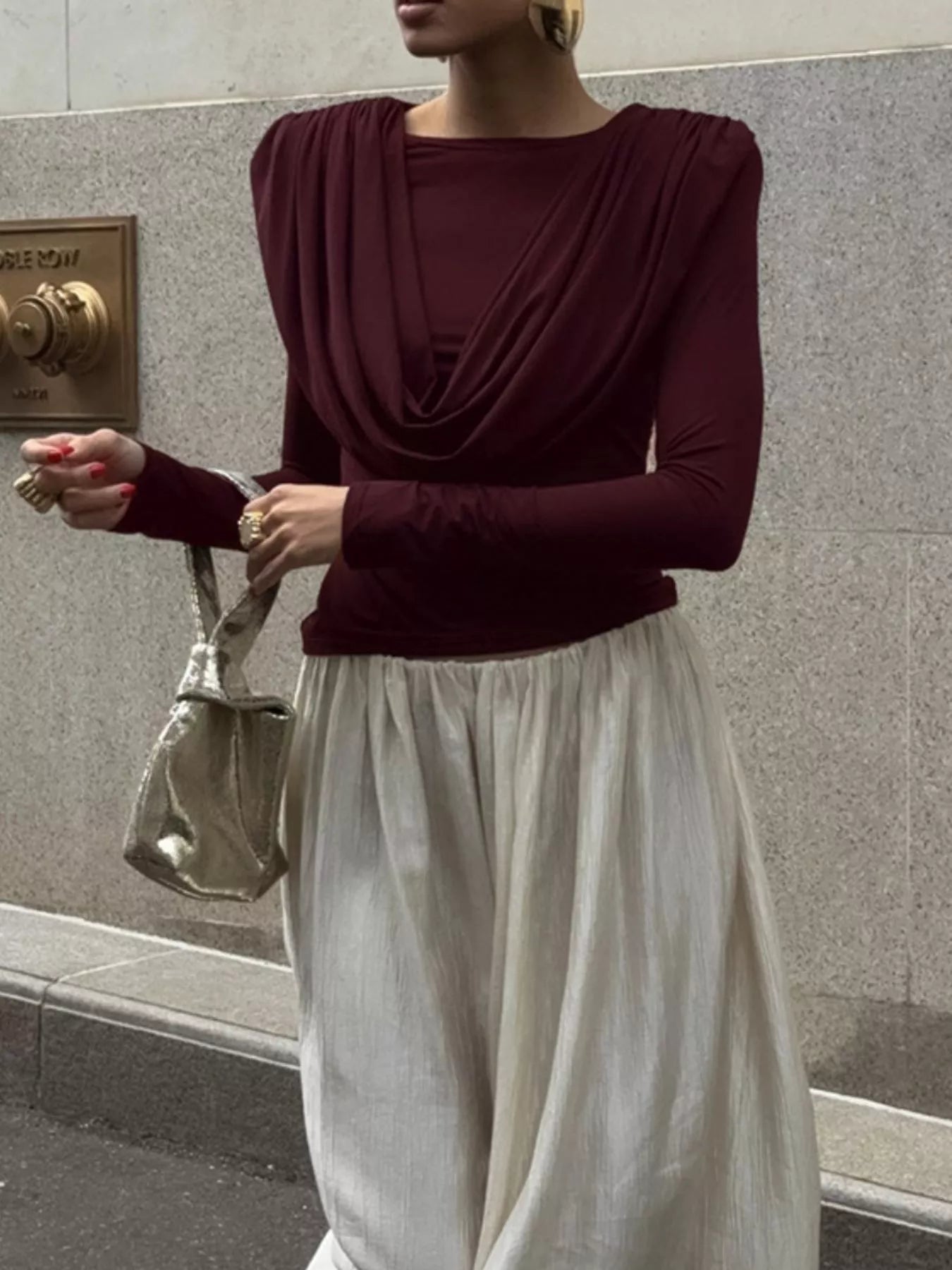 Ruched Long Sleeve T-Shirt