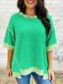 Loose Uneven Hem Twist Ribbed T Shirt