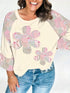 Color Block Retro Floral Patchwork Long Sleeve Top