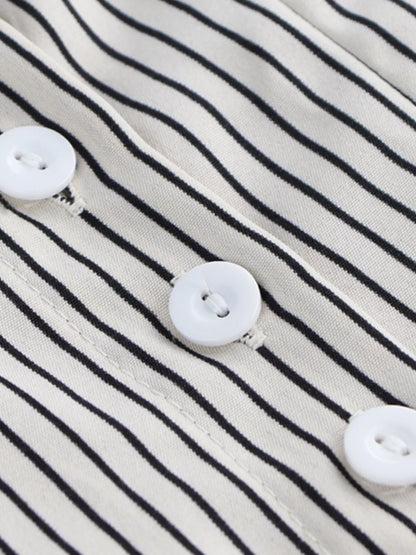 Striped Cinched Waist Shirt