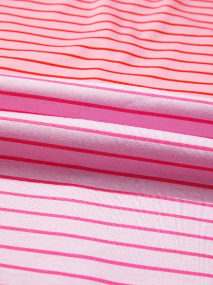 Striped Colorblock Exposed Seam Casual Long Sleeve Top
