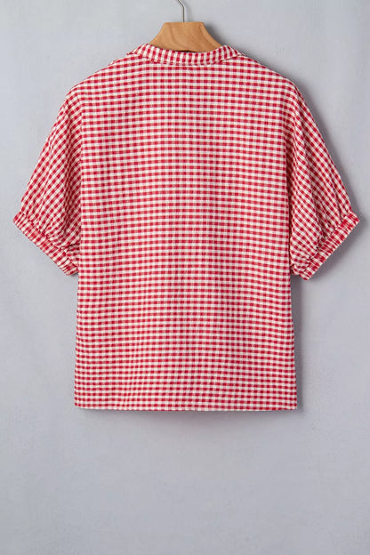 Gingham Half Sleeve Blouse