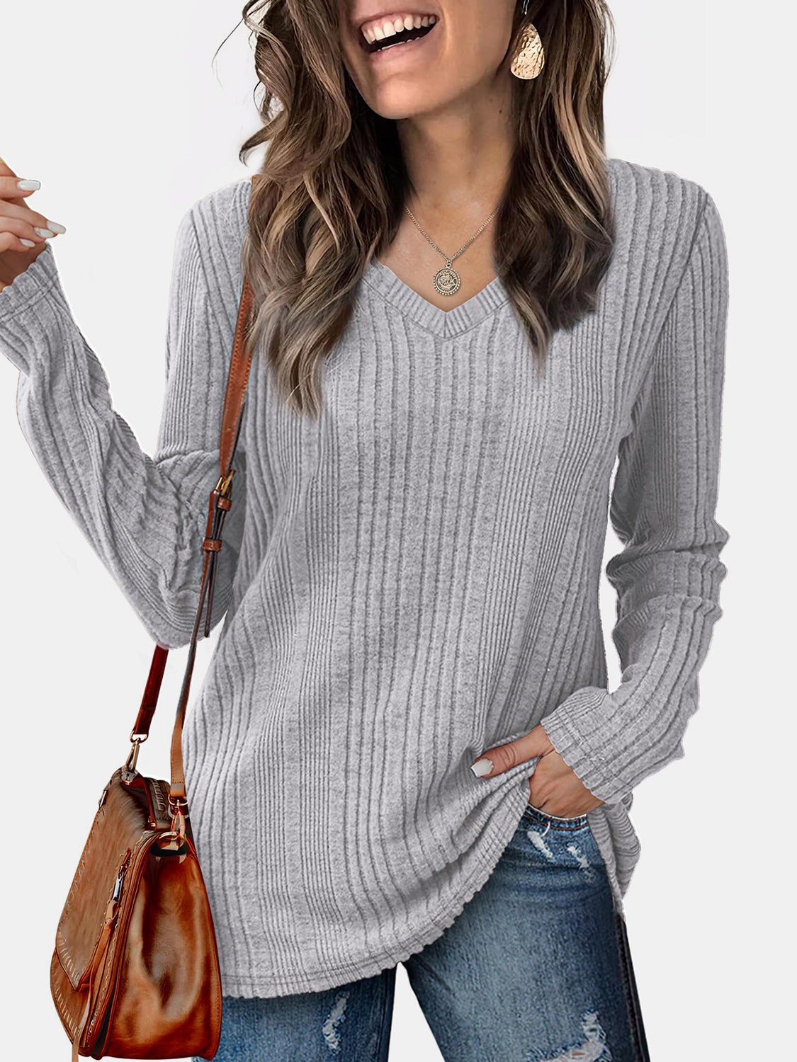 V-Neck Long Sleeve T-Shirt