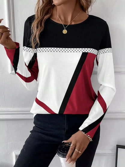 Color Block Long Sleeve T-Shirt