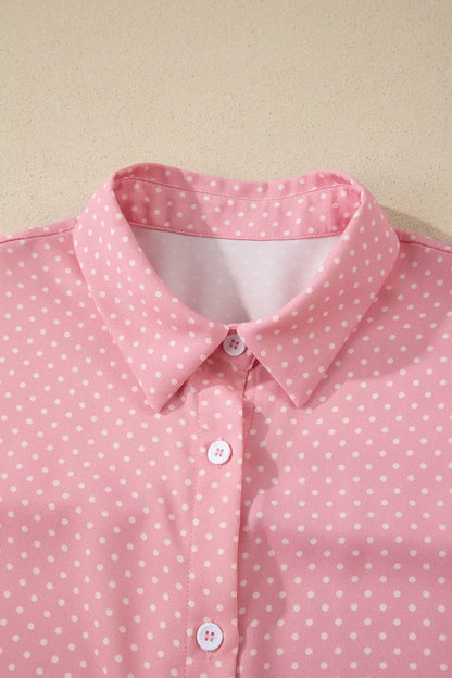 Casual Polka Dot Print Button Down Shirt