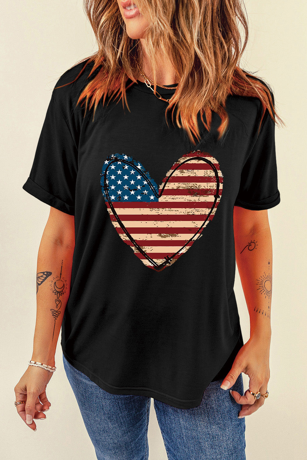 Stars and Stripes Heart T-Shirt, front view