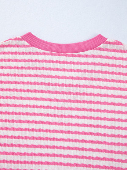 Striped V-Neck Casual T-Shirt