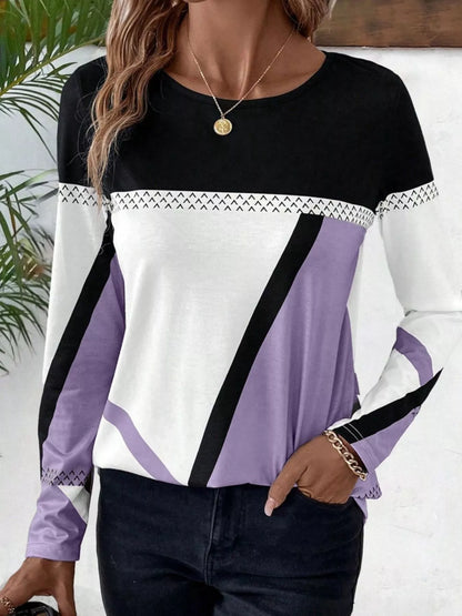 Color Block Long Sleeve T-Shirt