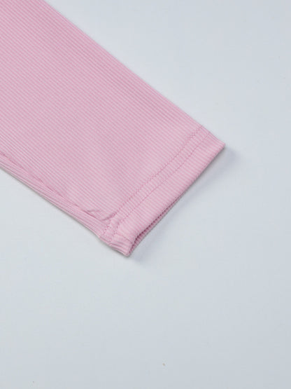 Ribbed Knit Long Sleeve T-Shirt