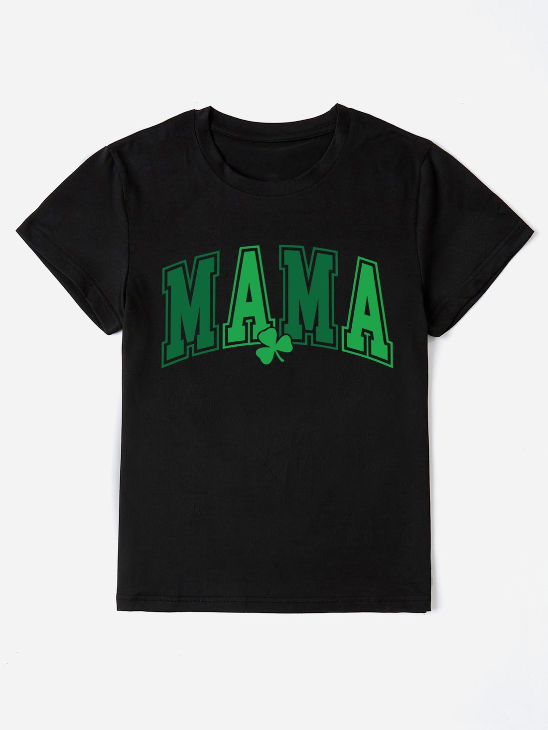 Black MAMA round neck short sleeve T-shirt