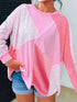 Striped Colorblock Exposed Seam Casual Long Sleeve Top