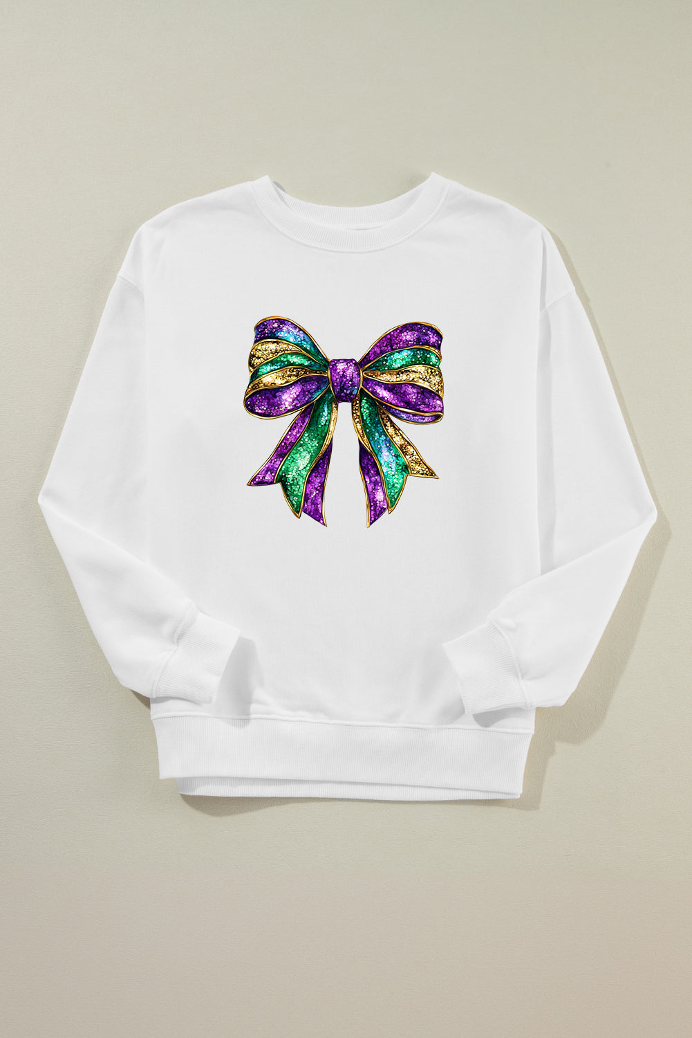 Bow Round Neck Long Sleeve Sweatshirt