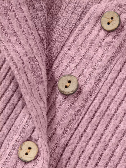 Ribbed Texture Drop Shoulder Henley Top