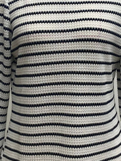 Striped Long Sleeve Texture Knit T-Shirt