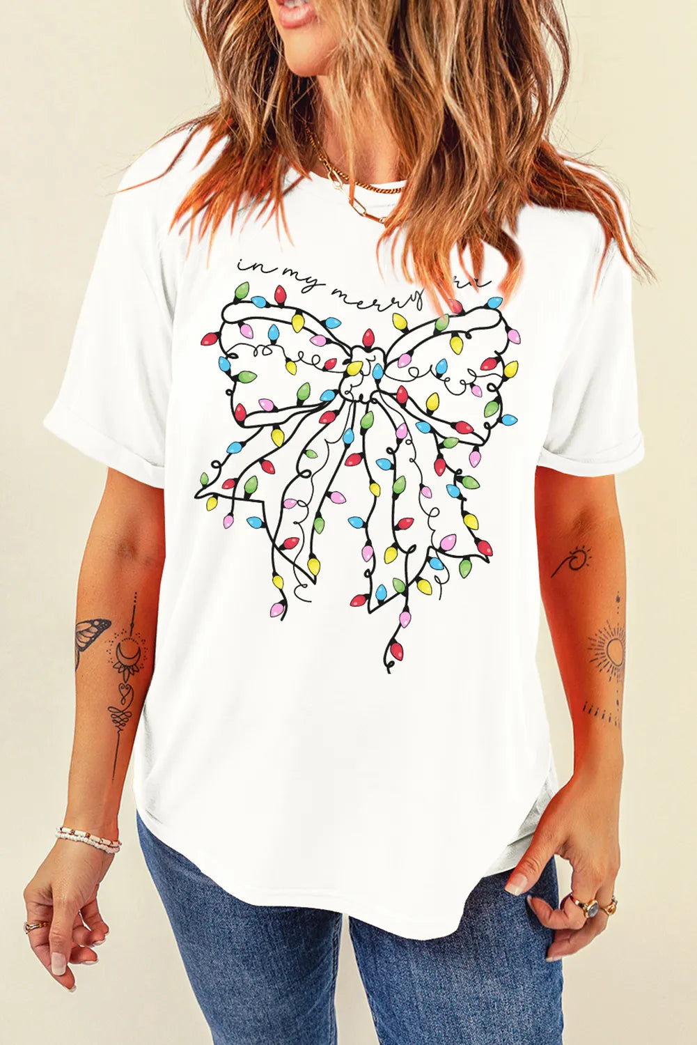 Full Size Bow Round Neck Short Sleeve T-Shirt