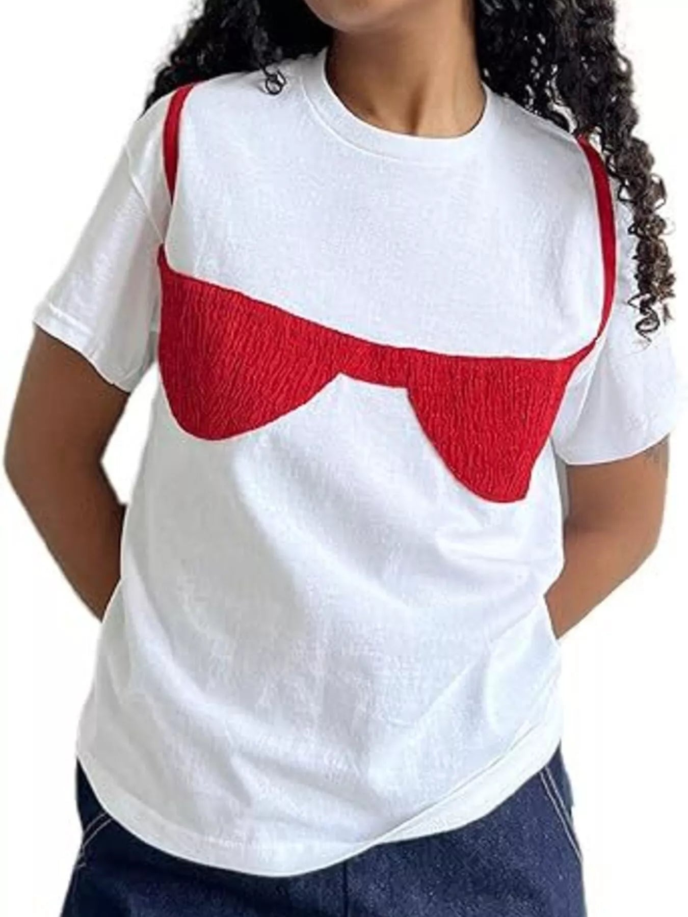 Full Size Bra Graphic Short Sleeve T-Shirt Plus Size