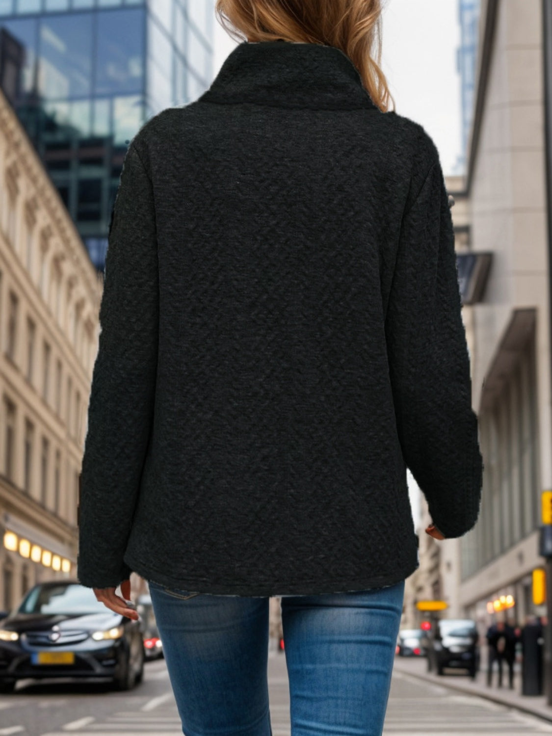 Pocketed Turtleneck Long Sleeve Sweatshirt