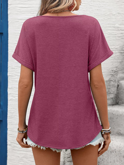 Lace Trim Short Sleeve T-Shirt